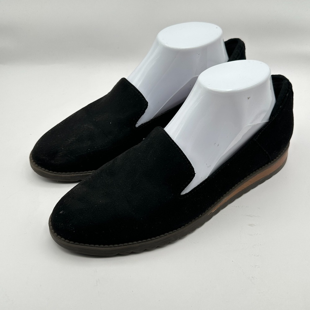 Dr. Scholls Loafers Shoes Womens Size 8W Black Faux Suede Slip On Jetset Comfort